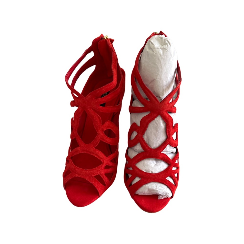 New Zara red cage heel sandal